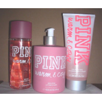 Набор парфюмированный скраб, лосьон и спрей для тела Victoria`s Secret Pink Warm & Cozy Wash Scrub, Body Lotion And Fragrance Mist